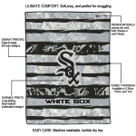 personalized chicago white sox layered florals black white quilt blanket best selling