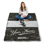 personalized chicago white sox snoopy victory black white quilt blanket best selling