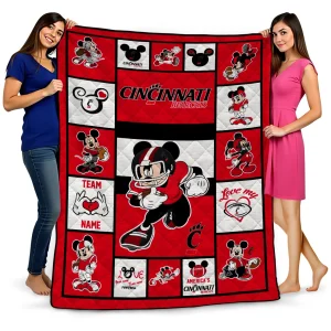 personalized cincinnati bearcats mickey crimson red white quilt blanket best selling