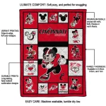 personalized cincinnati bearcats mickey crimson red white quilt blanket best selling