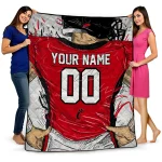 personalized cincinnati bearcats player sketch red gray quilt blanket best selling