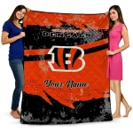 personalized cincinnati bengals brushstroke layers orange quilt blanket best selling
