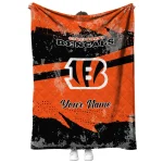 personalized cincinnati bengals brushstroke layers orange quilt blanket best selling