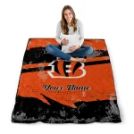 personalized cincinnati bengals brushstroke layers orange quilt blanket best selling
