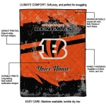 personalized cincinnati bengals brushstroke layers orange quilt blanket best selling