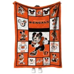 personalized cincinnati bengals mickey crimson orange white quilt blanket best selling