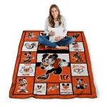 personalized cincinnati bengals mickey crimson orange white quilt blanket best selling