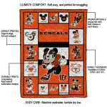 personalized cincinnati bengals mickey crimson orange white quilt blanket best selling