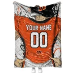 personalized cincinnati bengals player sketch orange gray quilt blanket best selling