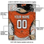 personalized cincinnati bengals player sketch orange gray quilt blanket best selling