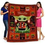 personalized cincinnati bengals yody baby pattern orange quilt blanket best selling
