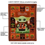 personalized cincinnati bengals yody baby pattern orange quilt blanket best selling