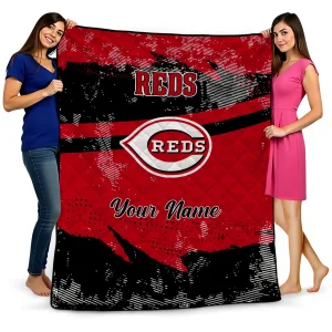 personalized cincinnati reds brushstroke layers red quilt blanket best selling