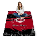 personalized cincinnati reds brushstroke layers red quilt blanket best selling