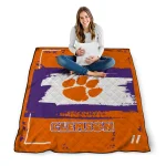 personalized clemson tigers grunge patch orange white quilt blanket best selling