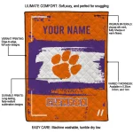 personalized clemson tigers grunge patch orange white quilt blanket best selling