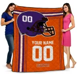 personalized clemson tigers helmet theme orange quilt blanket best selling
