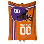 personalized clemson tigers helmet theme orange quilt blanket best selling