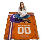 personalized clemson tigers helmet theme orange quilt blanket best selling