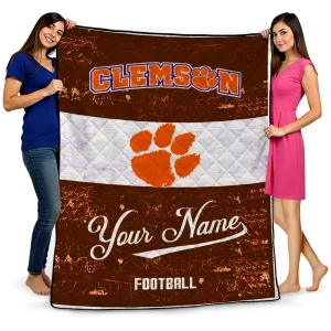 personalized clemson tigers hibiscus burst orange white quilt blanket best selling