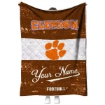 personalized clemson tigers hibiscus burst orange white quilt blanket best selling