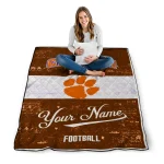 personalized clemson tigers hibiscus burst orange white quilt blanket best selling