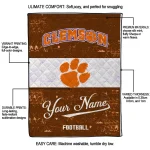 personalized clemson tigers hibiscus burst orange white quilt blanket best selling