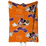personalized clemson tigers mickey football orange quilt blanket best selling