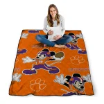personalized clemson tigers mickey football orange quilt blanket best selling