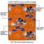 personalized clemson tigers mickey football orange quilt blanket best selling