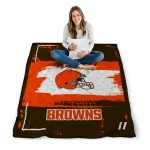 personalized cleveland browns grunge patch brown white quilt blanket best selling