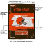 personalized cleveland browns grunge patch brown white quilt blanket best selling