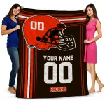 personalized cleveland browns helmet theme brown quilt blanket best selling