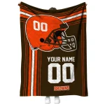 personalized cleveland browns helmet theme brown quilt blanket best selling