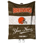 personalized cleveland browns hibiscus burst brown white quilt blanket best selling