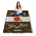 personalized cleveland browns hibiscus burst brown white quilt blanket best selling