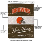 personalized cleveland browns hibiscus burst brown white quilt blanket best selling