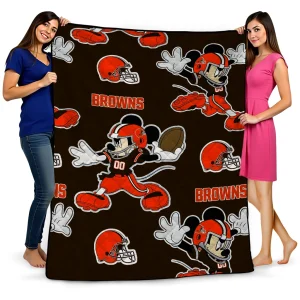 personalized cleveland browns mickey football brown quilt blanket best selling