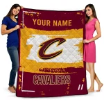 personalized cleveland cavaliers grunge patch wine white quilt blanket best selling