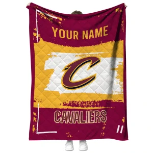 personalized cleveland cavaliers grunge patch wine white quilt blanket fashion forward