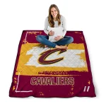 personalized cleveland cavaliers grunge patch wine white quilt blanket best selling