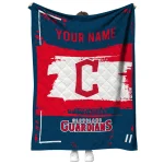 personalized cleveland guardians grunge patch navy blue white quilt blanket best selling
