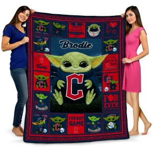 personalized cleveland guardians yody baby motif navy blue quilt blanket best selling