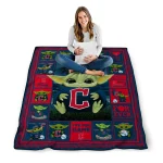 personalized cleveland guardians yody baby motif navy blue quilt blanket best selling