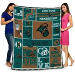 personalized coastal carolina chanticleers helmet passion green quilt blanket best selling