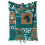 personalized coastal carolina chanticleers helmet passion green quilt blanket best selling