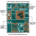 personalized coastal carolina chanticleers helmet passion green quilt blanket best selling