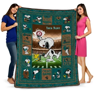 personalized coastal carolina chanticleers snoopy coach green quilt blanket best selling