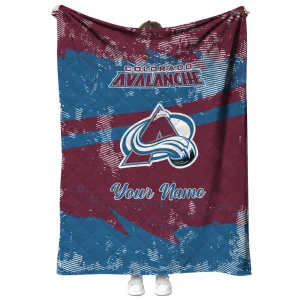 personalized colorado avalanche brushstroke layers burgundy quilt blanket fashion forward