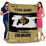 personalized colorado buffaloes grunge patch gold white quilt blanket best selling